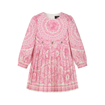 Versace Girls Dress featuring pale pink satin Barocco foulard print available at Lestyle Boutique Melbourne