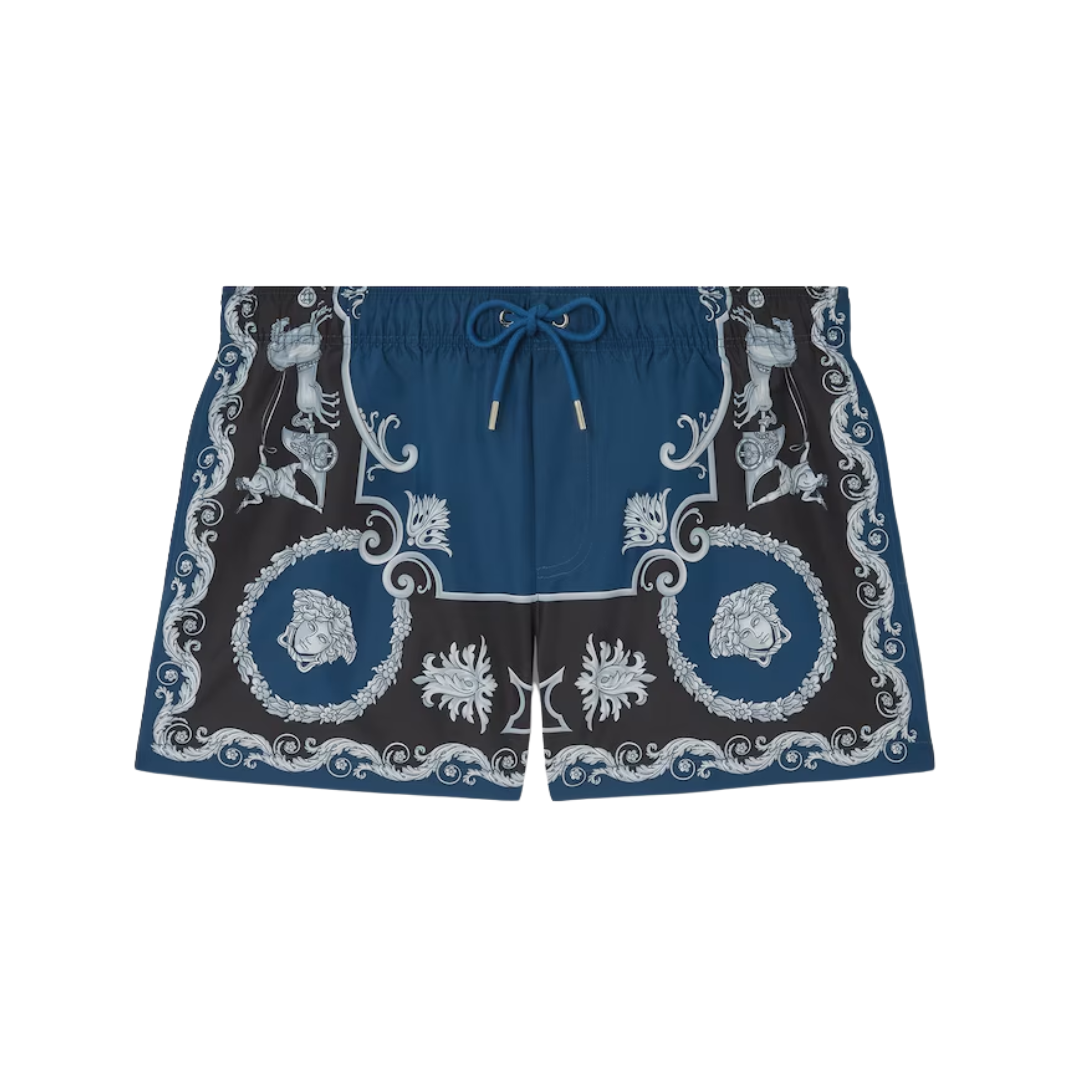 VERSACE SWIM SHORTS featuring Hall of Heroes print available at Lestyle Boutique Melbourne