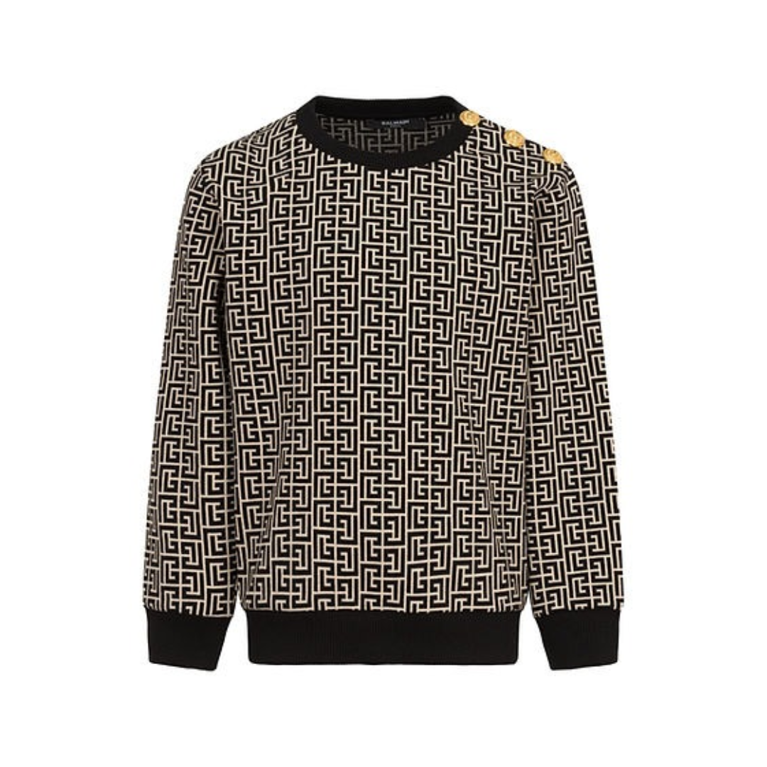 BALMAIN SWEATSHIRT featuring geometric monogram pattern available at Lestyle Boutique Melbourne