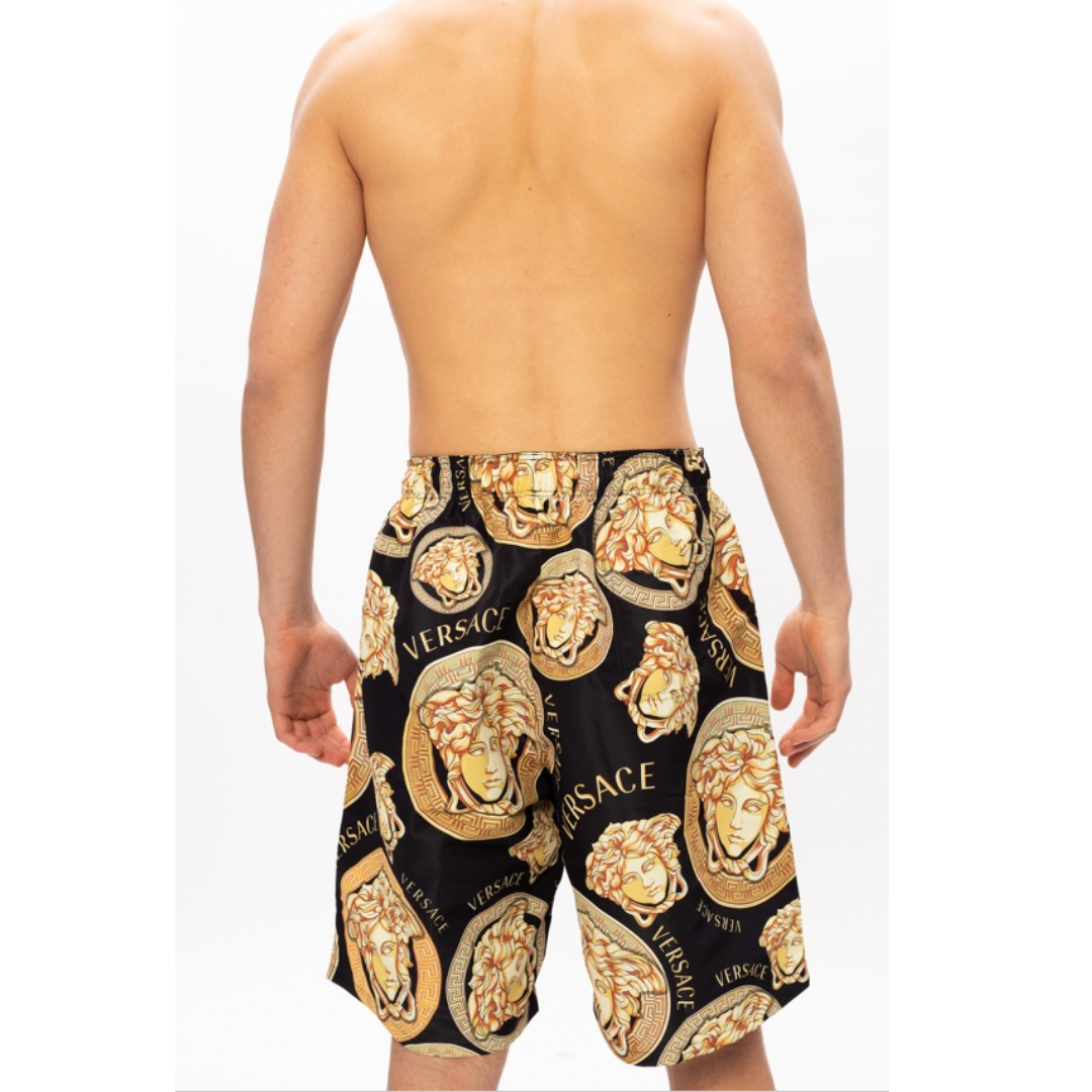 Versace swim shorts featuring a bold patterned medallion print available at Lestyle Boutique Melbourne