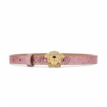 Versace belt kids featuring Medusa buckle pink glitter strap available at Lestyle Boutique Melbourne