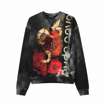 Roberto Cavalli sweatshirt featuring large floral rose print available at Lestyle Boutique Melbourne