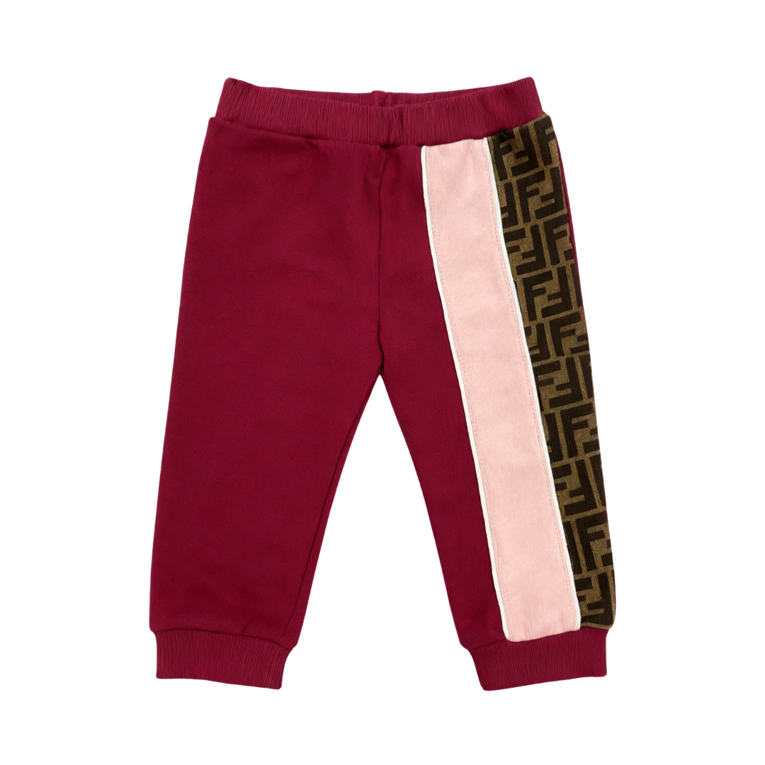 FENDI KIDS PANTS featuring a side stripe with pink panel and FF monogram available at Lestyle Boutique Melbourne