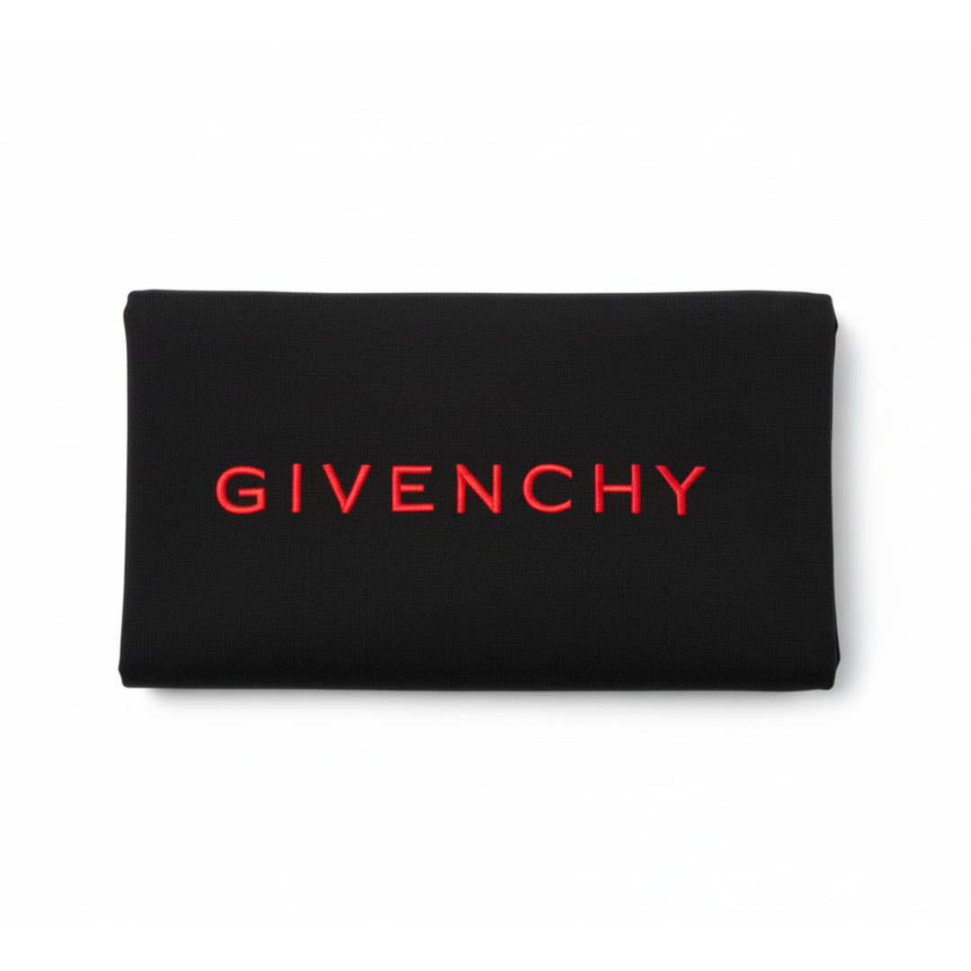Givenchy scarf with red embroidered logo on navy fabric available at Lestyle Boutique Melbourne