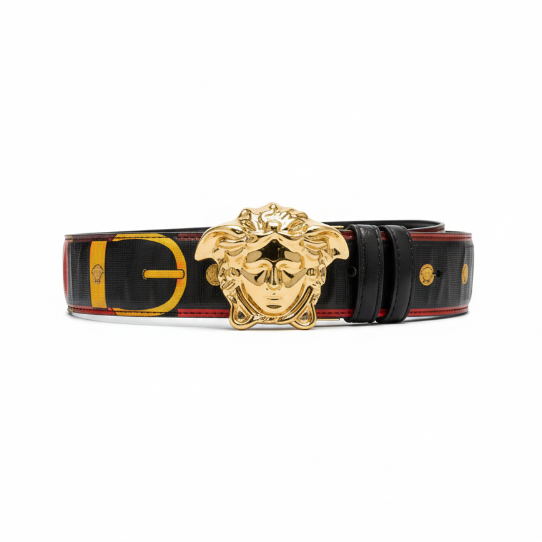 Versace belt featuring a gold Medusa buckle and reversible strap, available at Lestyle Boutique Melbourne