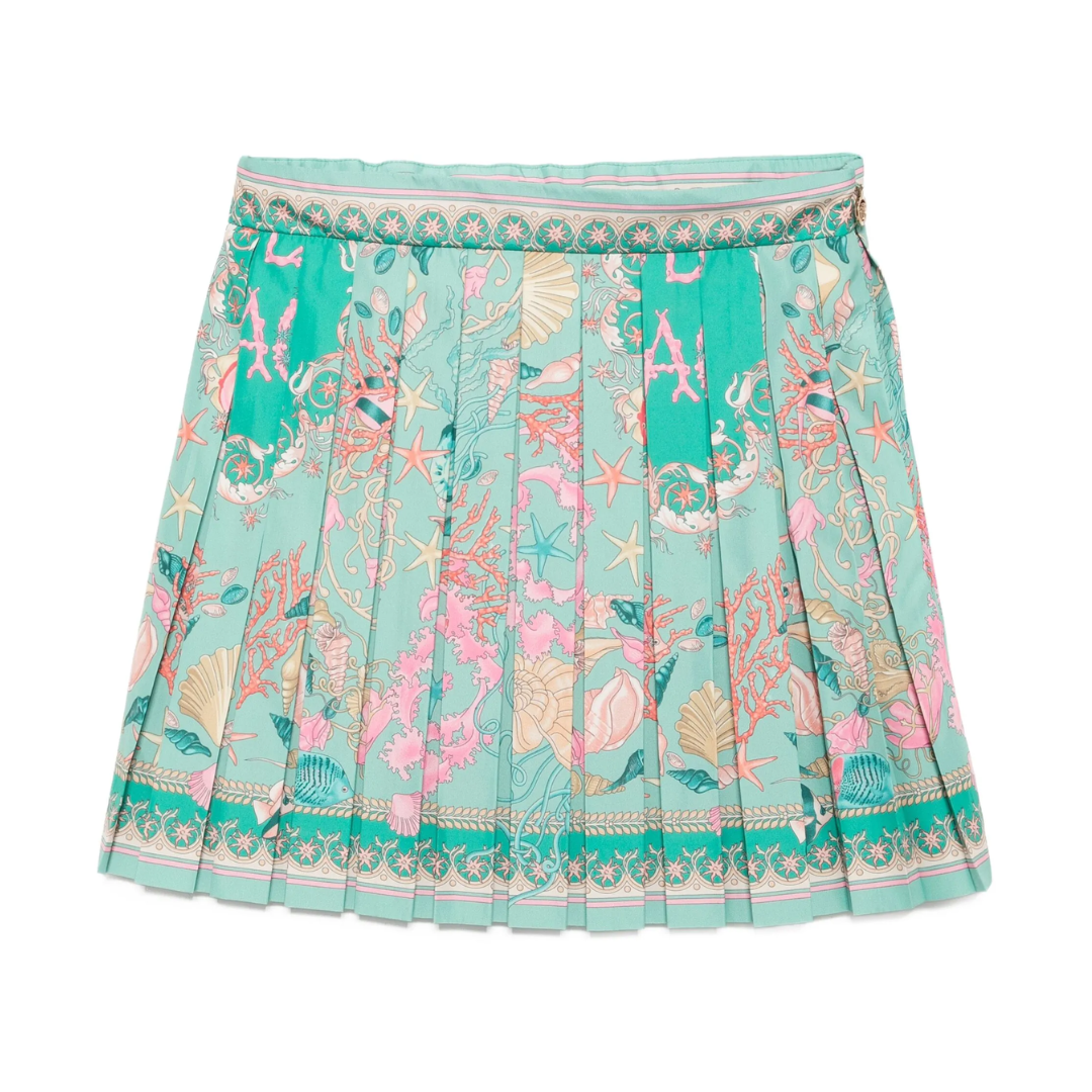 Versace Kids graphic-print skirt featuring grass-green palette available at Lestyle Boutique Melbourne