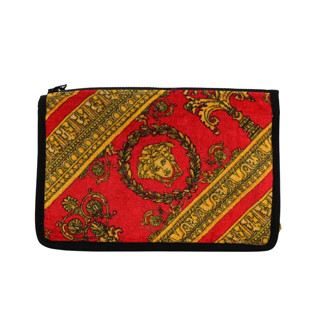Versace clutch featuring Baroque print with Medusa head available at Lestyle Boutique Melbourne