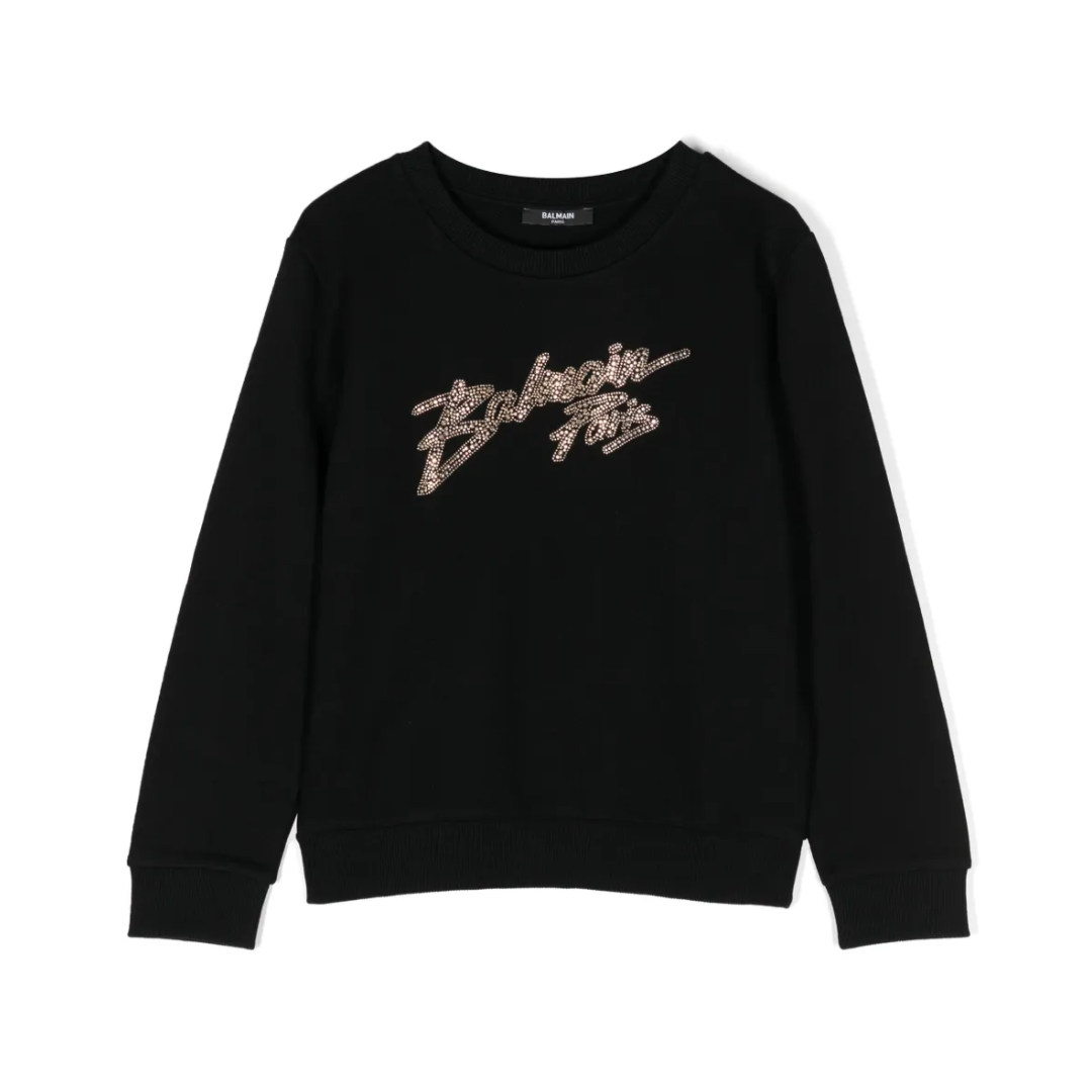 BALMAIN KIDS SWEATSHIRT featuring rhinestone logo available at Lestyle Boutique Melbourne