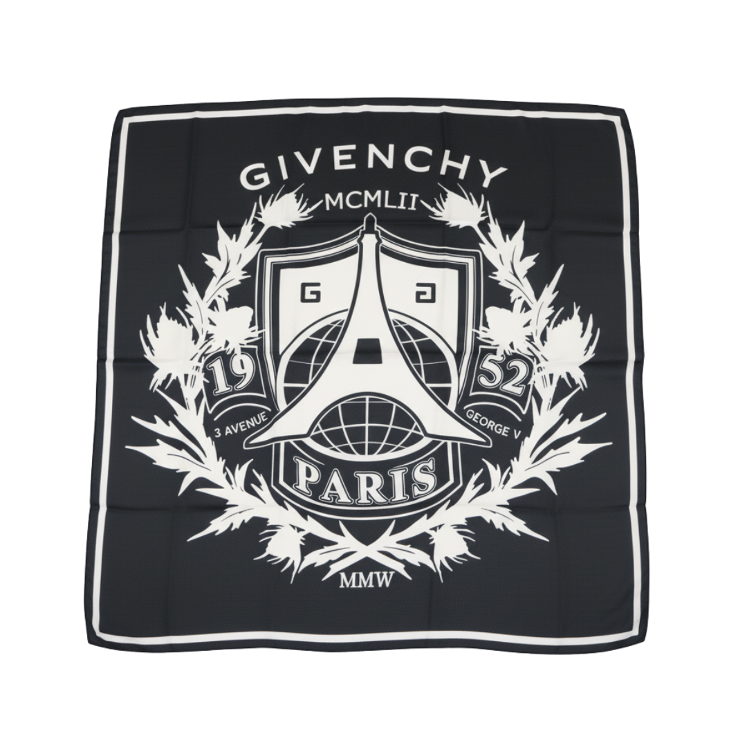Givenchy scarf featuring graphic monochrome pattern available at Lestyle Boutique Melbourne