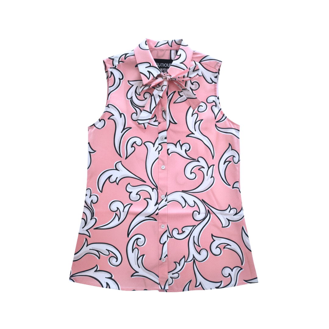MOSCHINO SHIRT featuring pink paisley print with bow at neckline available at Lestyle Boutique Melbourne