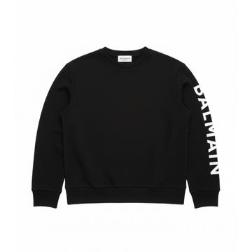 BALMAIN SWEATSHIRT featuring bold white sleeve logo available at Lestyle Boutique Melbourne
