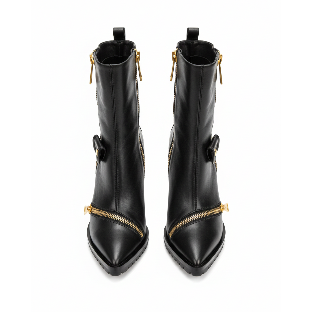 MOSCHINO boots featuring gold zipper detail available at Lestyle Boutique Melbourne