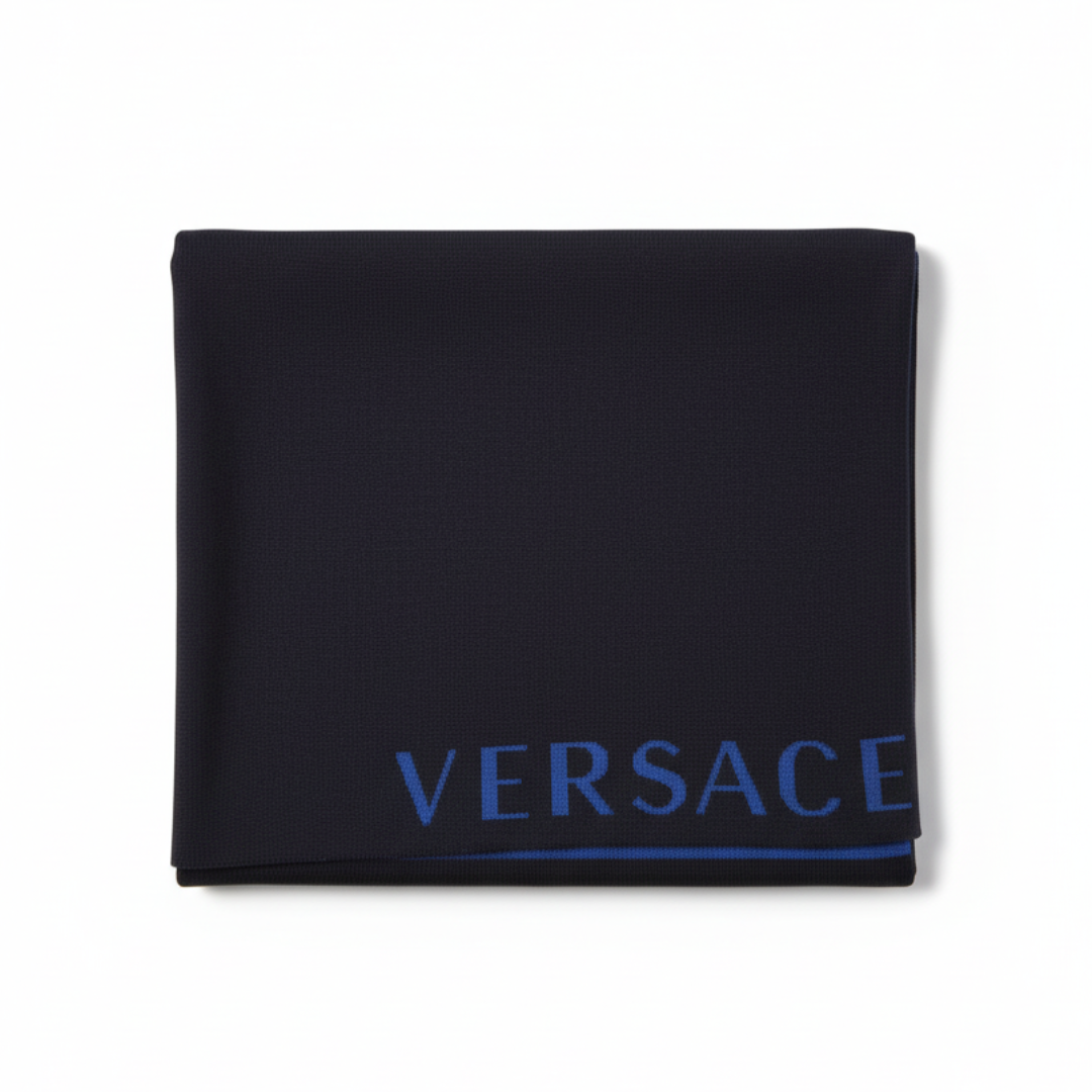 Versace scarf featuring logo lettering available at Lestyle Boutique Melbourne