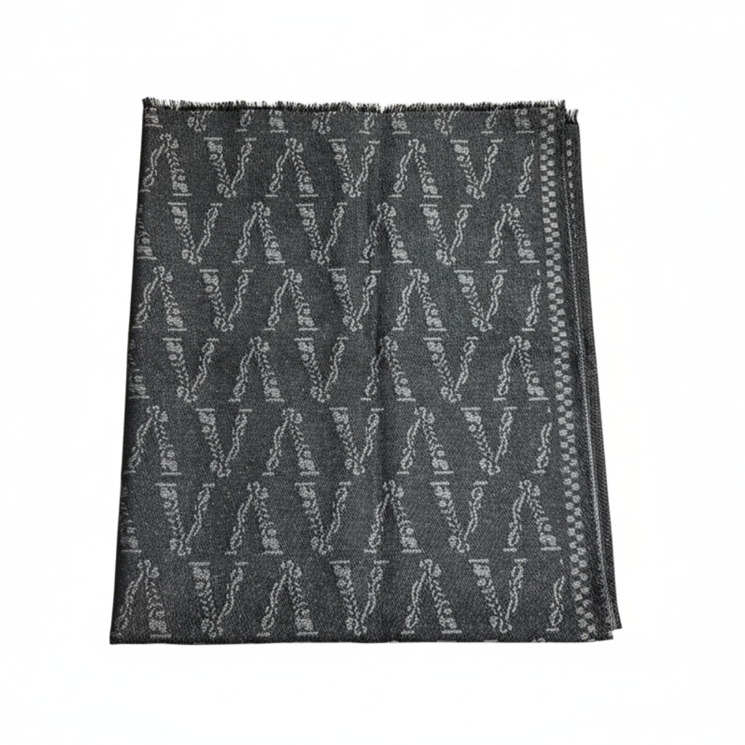 Versace Scarf featuring bold logo print pattern available at Lestyle Boutique Melbourne