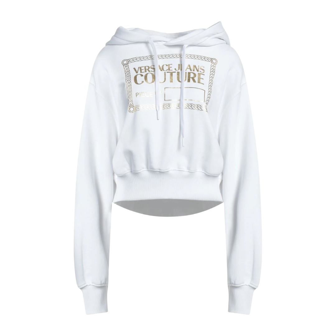 Versace Jeans Couture Sweatshirt with a gold foil logo framed by a rope border, cropped silhouette, available at Lestyle Boutique Melbourne