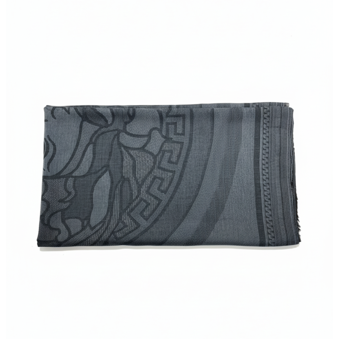 VERSACE SCARF featuring intricate pattern and fringe detailing available at Lestyle Boutique Melbourne