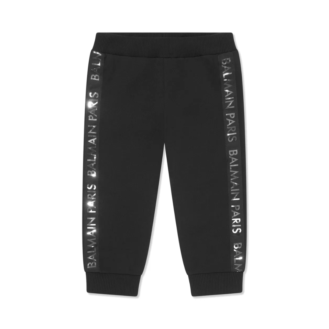 BALMAIN LOGO-STRAP TRACK PANTS featuring logo-print strap available at Lestyle Boutique Melbourne