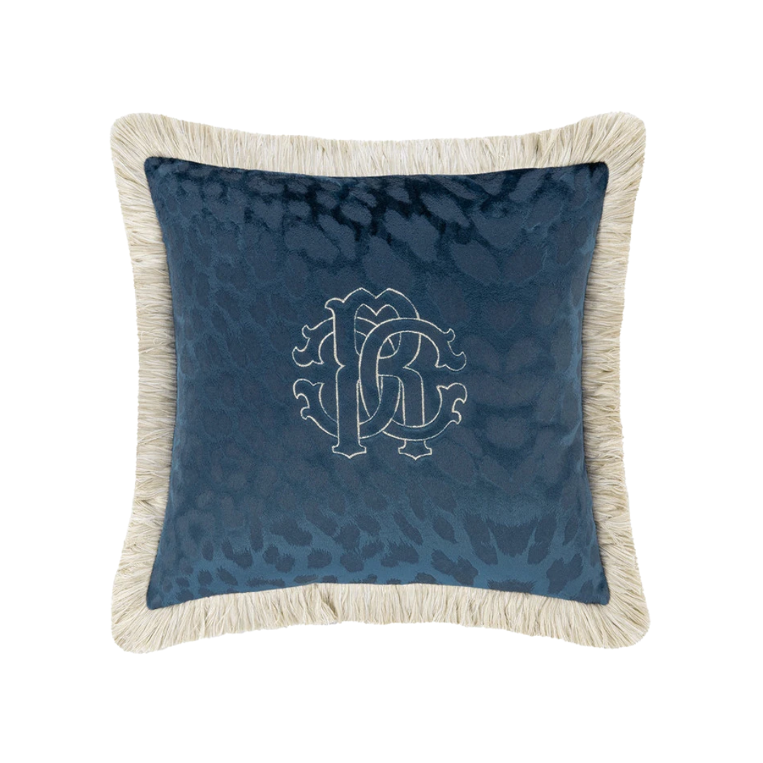 Roberto Cavalli cushion 40cm x 40cm featuring iconic monogram crest, available at Lestyle Boutique Melbourne