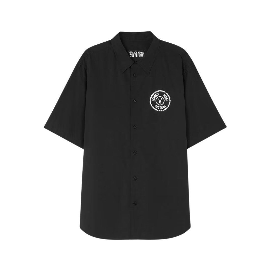 Versace Chain V-Emblem Regular-Fit Shirt featuring V-Emblem logo motif available at Lestyle Boutique Melbourne