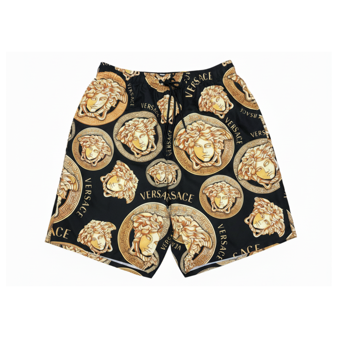 VERSACE SWIM SHORTS featuring GOLD MEDUSA PRINT available at Lestyle Boutique Melbourne