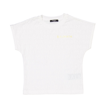 BALMAIN KIDS T-SHIRT featuring all-over logo print available at Lestyle Boutique Melbourne
