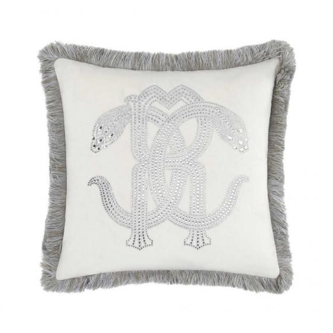 ROBERTO CAVALLI CUSHION featuring crystal-embellished logo available at Lestyle Boutique Melbourne