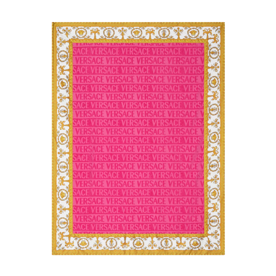 VERSACE beach towel featuring I♡ Baroque print and Versace allover motif, available at Lestyle Boutique Melbourne