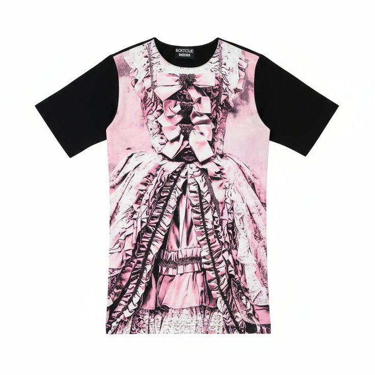 MOSCHINO dress oversized t-shirt featuring pink dress print graphic available at Lestyle Boutique Melbourne