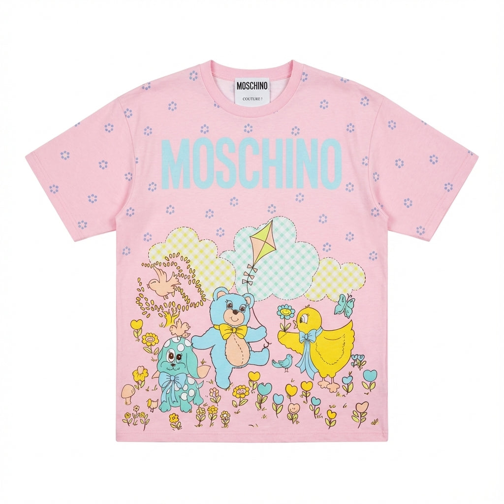 MOSCHINO T-shirt featuring a large logo and playful graphic print available at Lestyle Boutique Melbourne