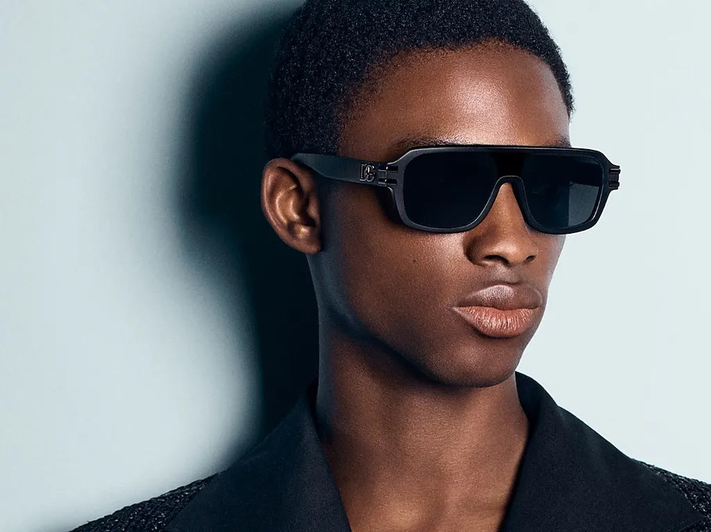 Dolce & Gabbana DG4507 matte black pilot sunglasses with grey mirror lenses and DG temple logo, available at Lestyle Boutique at 136 Little Collins Street, Melbourne.