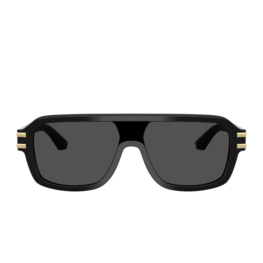 Dolce & Gabbana DG4507 sunglasses with black acetate pilot frame and solid grey lenses with gold temple accents, available at Lestyle Boutique at 136 Little Collins Street, Melbourne.