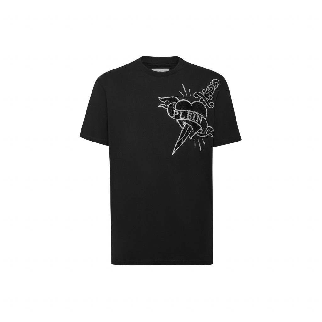 PHILIPP PLEIN GRAPHIC-PRINT T-SHIRT featuring crystal embellishment available at Lestyle Boutique Melbourne
