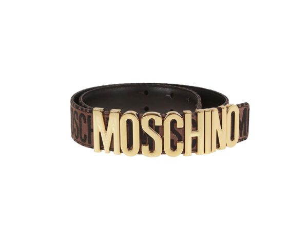Moschino belt with logo buckle, crafted from premium leather, available at Lestyle Boutique Melbourne