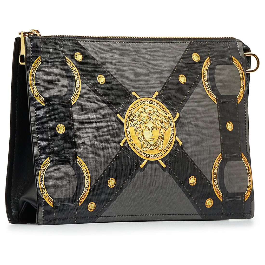 VERSACE CLUTCH featuring gold Medusa head motif available at Lestyle Boutique Melbourne