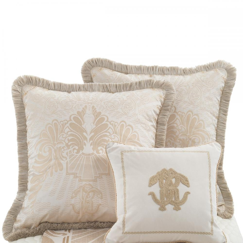 Roberto Cavalli cushion with jacquard fabric and elegant fringe detail, available at Lestyle Boutique Melbourne