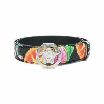 Versace belt featuring floral printed Medusa belt available at Lestyle Boutique Melbourne