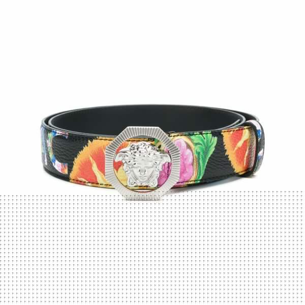 Versace belt featuring floral printed Medusa belt available at Lestyle Boutique Melbourne