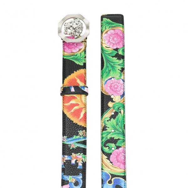 Versace belt featuring floral printed Medusa belt available at Lestyle Boutique Melbourne
