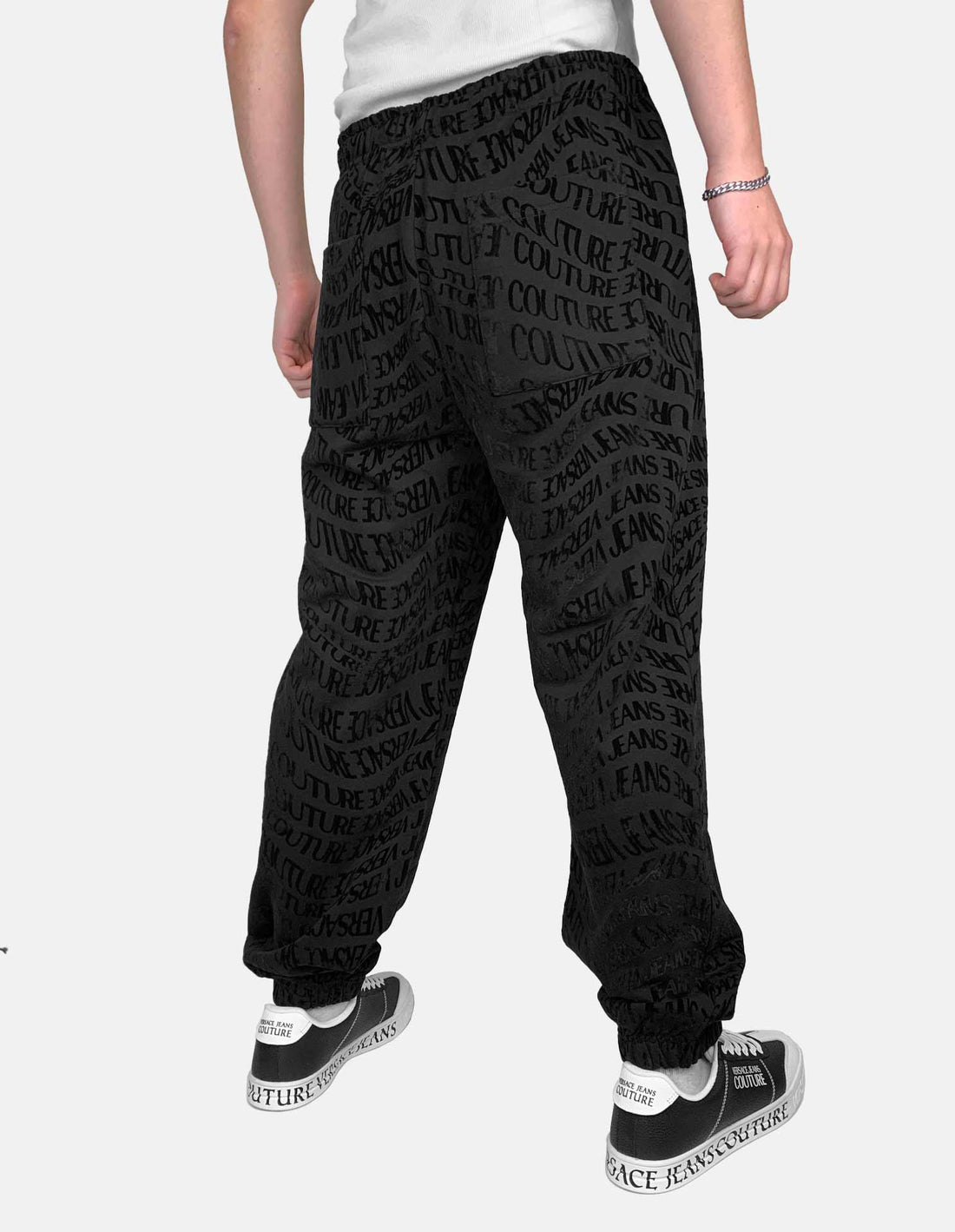 Versace Jeans Couture pants featuring all-over logo print available at Lestyle Boutique Melbourne