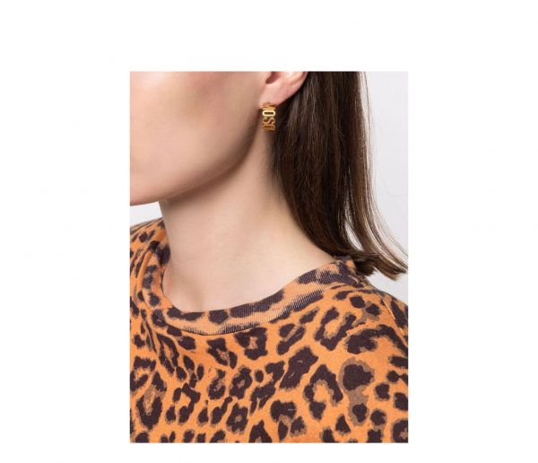 Moschino gold-tone logo-lettering small hoop earrings available at Lestyle Boutique Melbourne