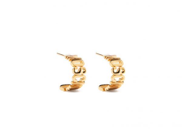 Moschino gold-tone logo-lettering small hoop earrings available at Lestyle Boutique Melbourne