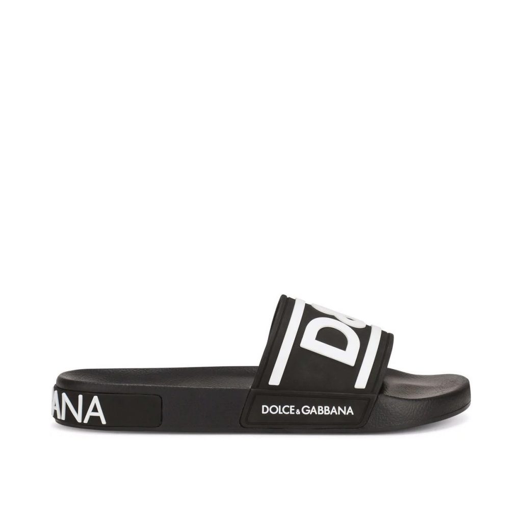 Dolce & Gabbana logo-strap slides featuring logo-print strap, available at Lestyle Boutique Melbourne