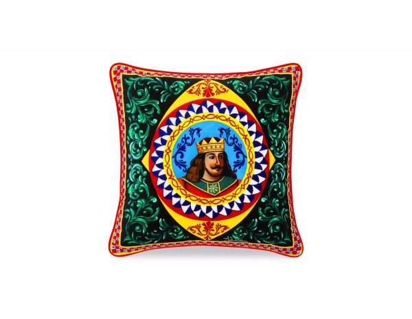 Dolce & Gabbana cushion featuring vibrant carretto print, available at Lestyle Boutique Melbourne