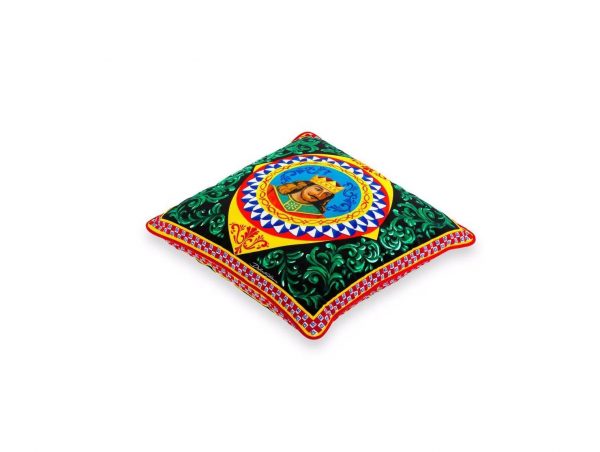 Dolce & Gabbana cushion featuring vibrant carretto print, available at Lestyle Boutique Melbourne