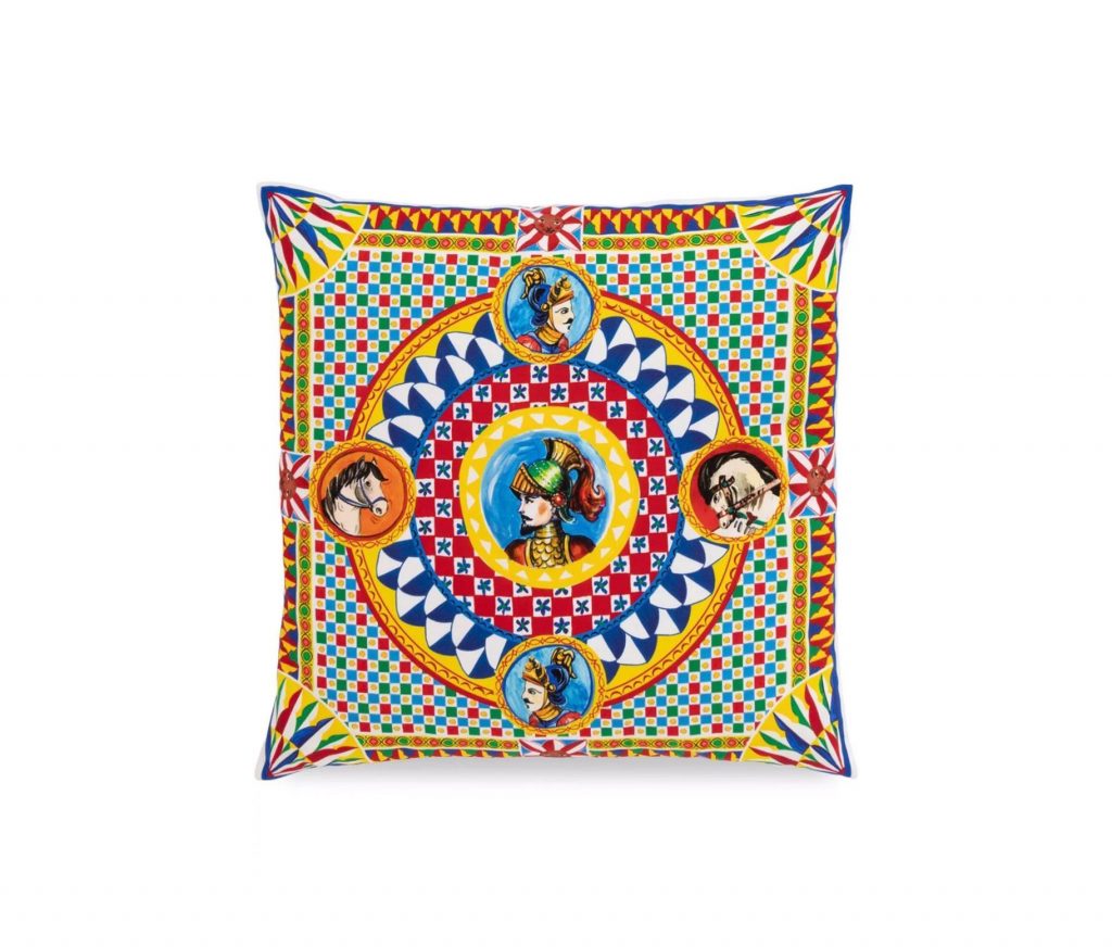 Dolce & Gabbana cushion featuring carreto-print multicolor design available at Lestyle Boutique Melbourne