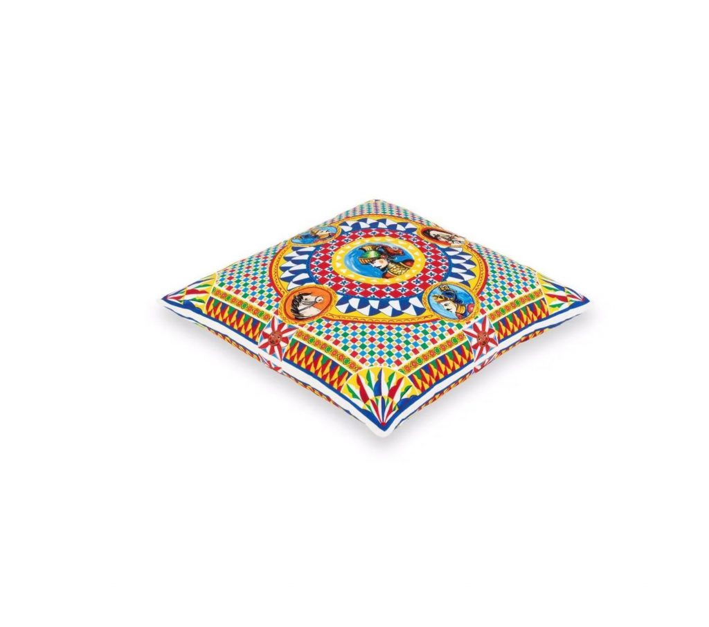 Dolce & Gabbana cushion featuring carreto-print multicolor design available at Lestyle Boutique Melbourne