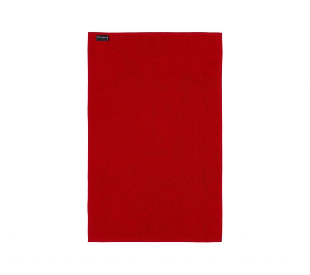 Dolce & Gabbana Bath Mat featuring logo jacquard in ruby red, available at Lestyle Boutique Melbourne