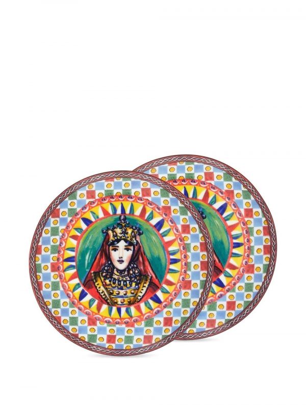 Dolce & Gabbana plate with multicolour design, perfect for elegant dining, available at Lestyle Boutique Melbourne