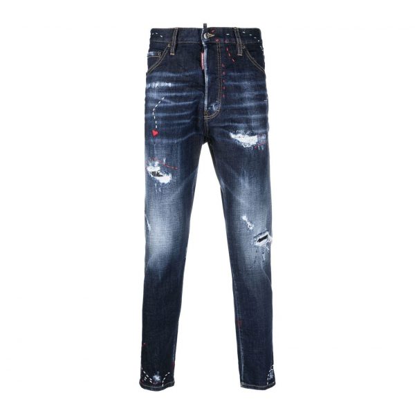 DSQUARED2 jeans with ripped detailing, crafted from cotton blend for comfort, available at Lestyle Boutique Melbourne