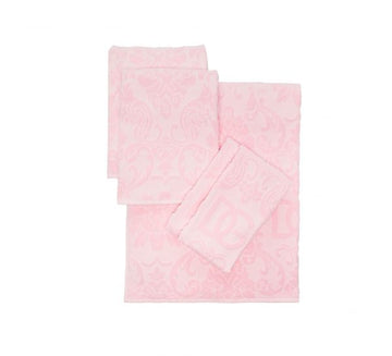 Dolce & Gabbana luxury towels in light pink with jacquard finish, available at Lestyle Boutique Melbourne